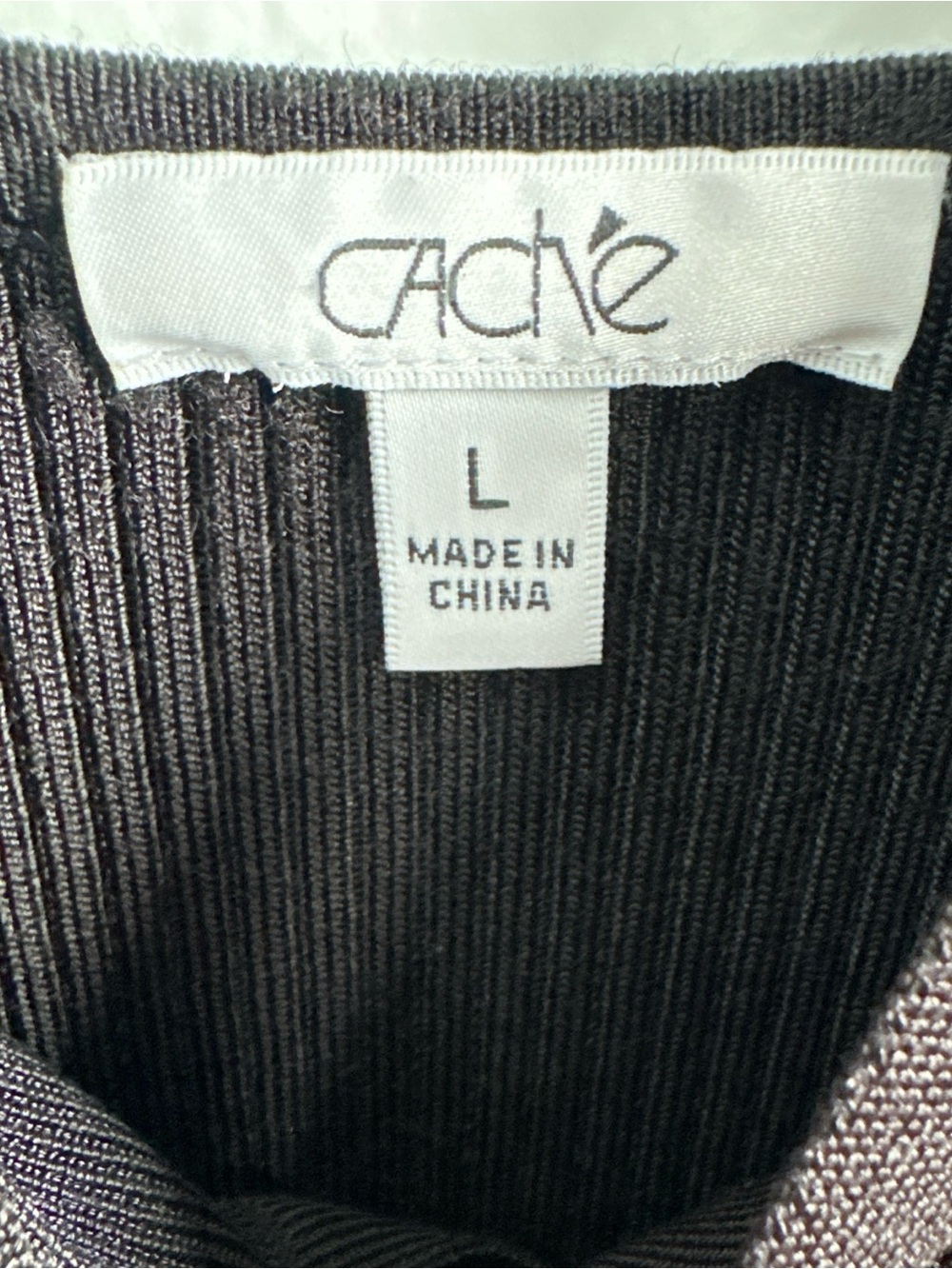 Caché Fitted Ribbed Tank Top Knit Black Distinct Crossover Bandage V-neckline - Picture 10 of 12